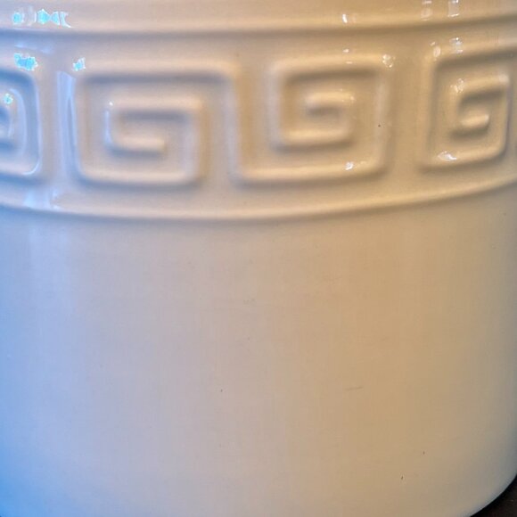 LYNNS Sigma Pattern All White Stoneware Mug with Embossed Greek Key Design - Picture 6 of 13